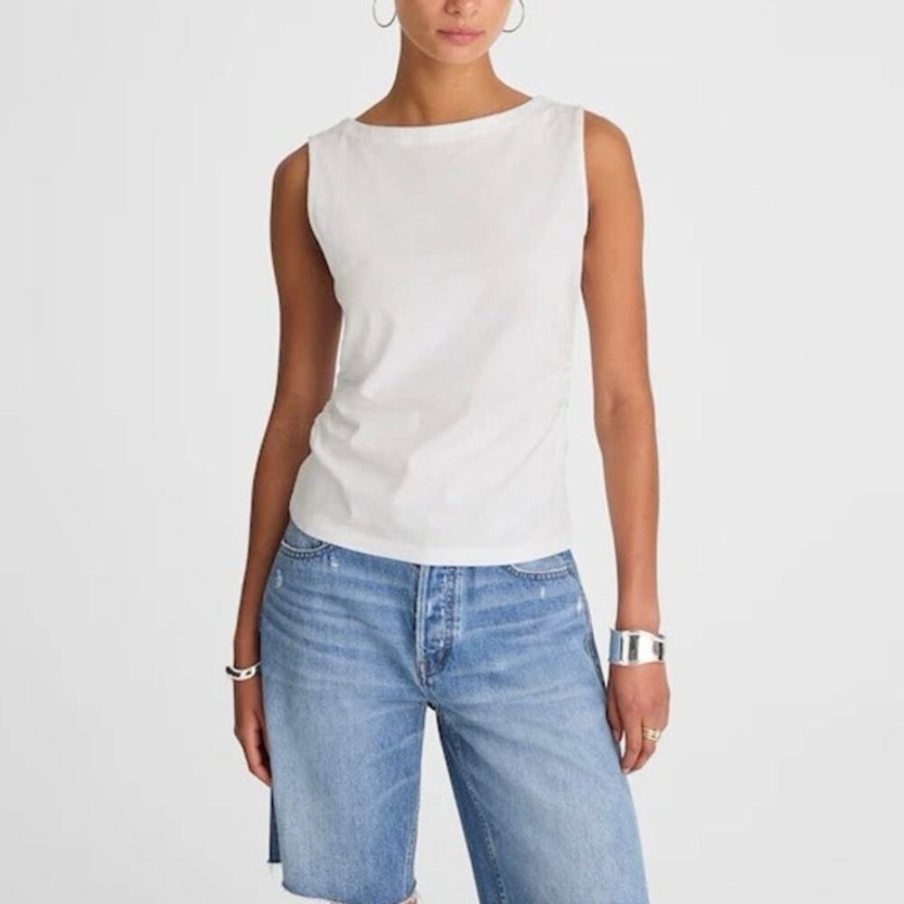 Madewell Side Cinched Crewneck Tank Top White Size Medium